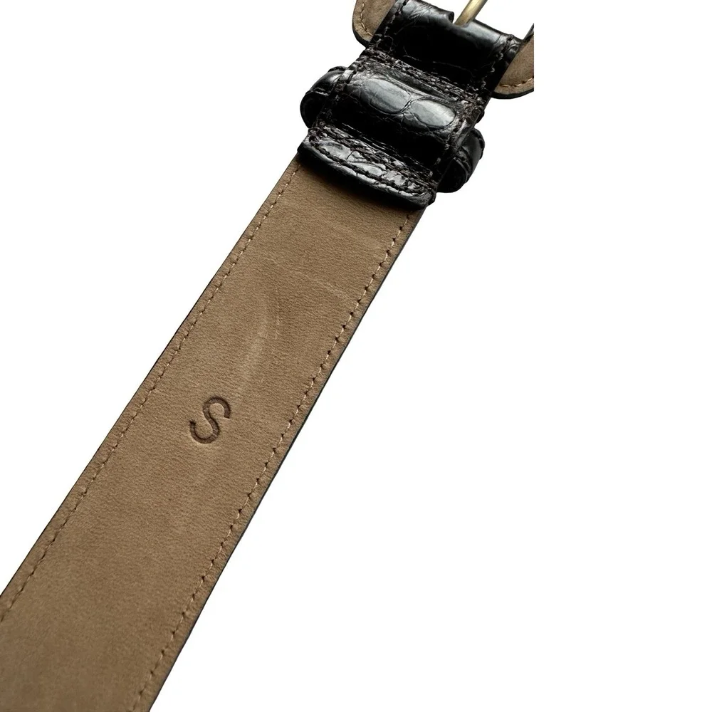 Bespoke Deep Brown Genuine American Alligator D Buckle Mens Belt Size S NWOT